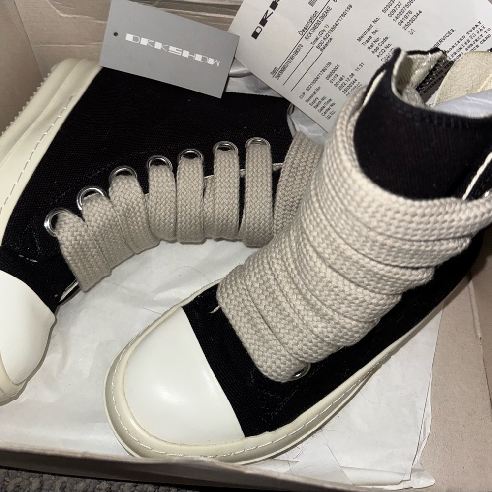 (SOLD) Rick Owens DRKSHDW Jumbo Lace high-top sneakers in black canvas